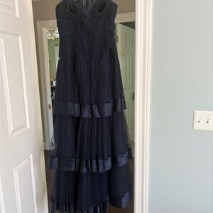 Elegant Strapless Navy Dress